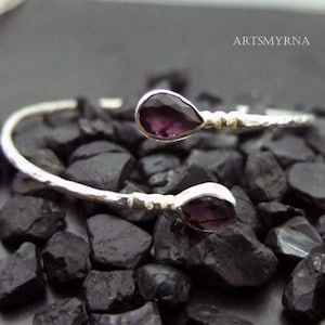 Amethyst Bead Bracelet | Sterling Silver Bracelet with Amethyst Beads | February Birthstone | Gold Over Bracelet | Mothers Day |By Artsmyrna