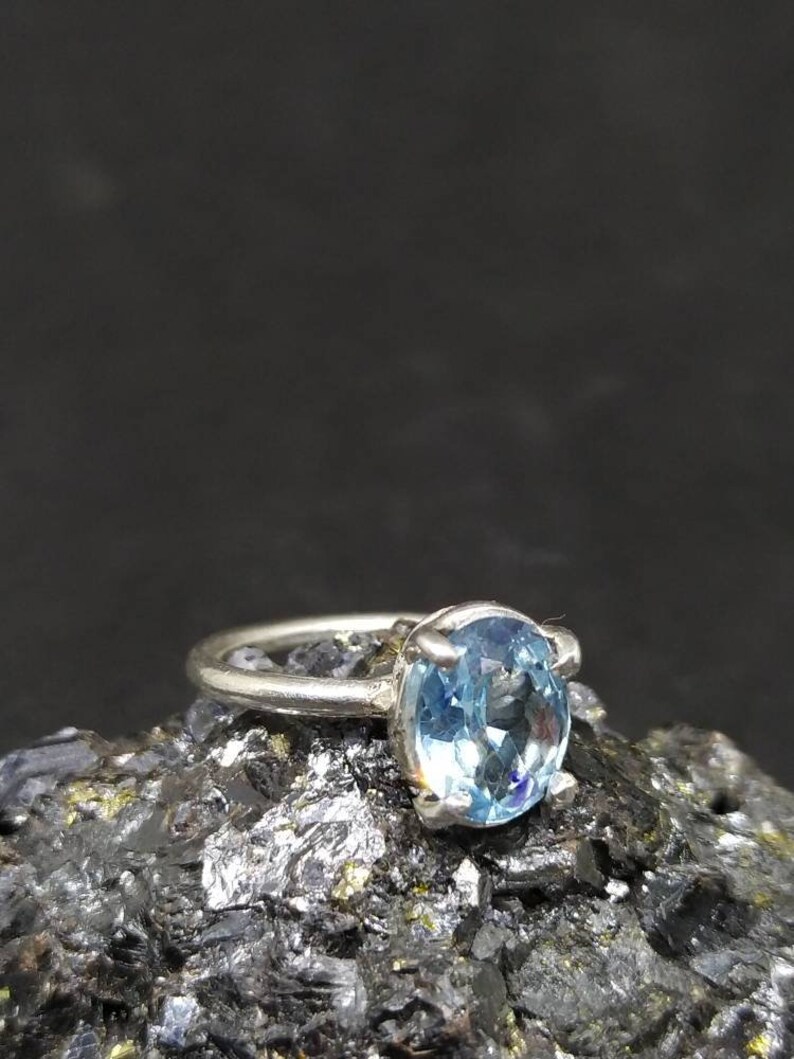 Blue Topaz Ring Stacking Solitary Ring Engagement Ring - Etsy