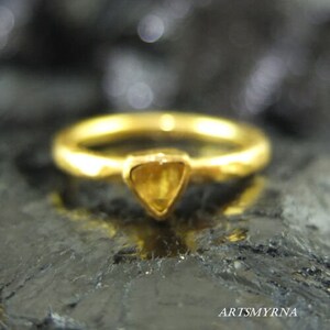 14k Solid Gold Natural Sapphire Ring | Yellow Sapphire Gold Ring