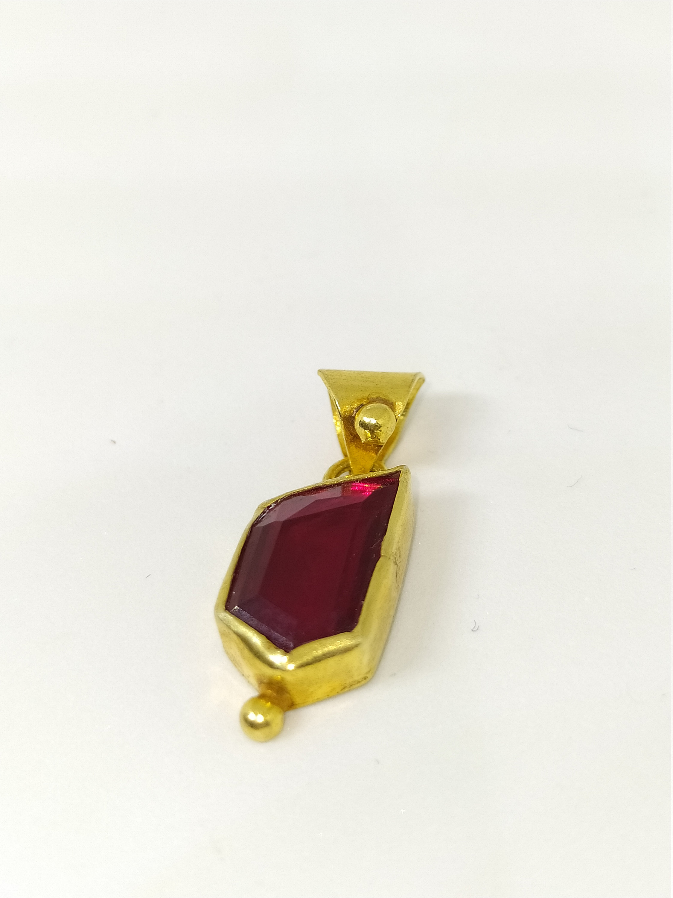 Ruby Silver Pendant Red Stone Pendant 24k Gold Over - Etsy