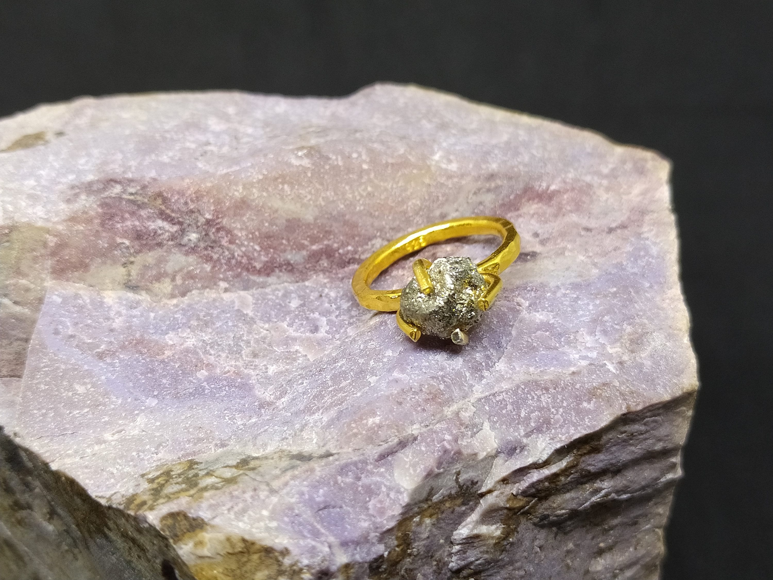 Natural Pyrite Ring | Pyrite Stone Ring | Fashion Silver Ring ...