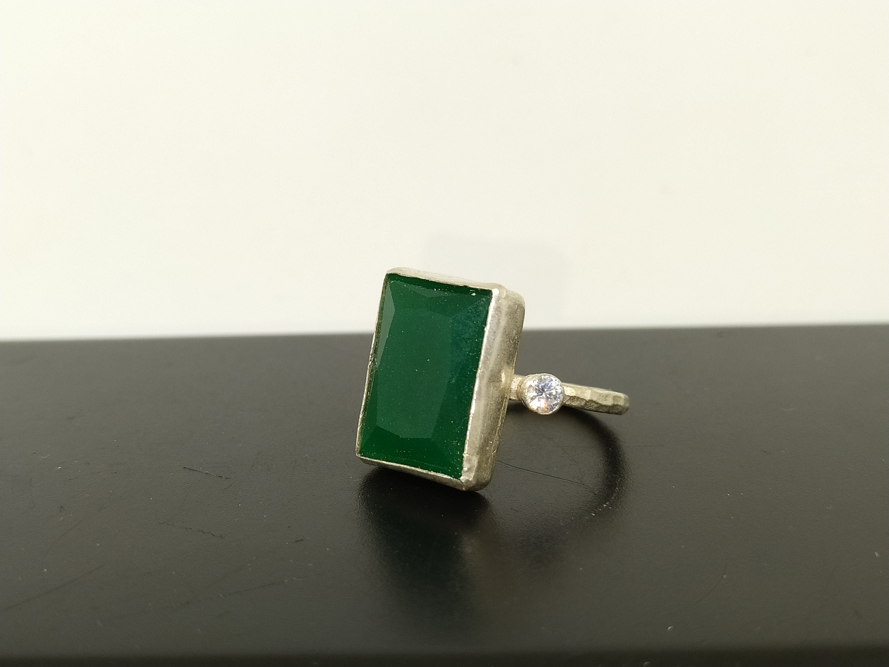 Emerald Ring Solid Silver 925K Sterling Silver Minimalist | Etsy