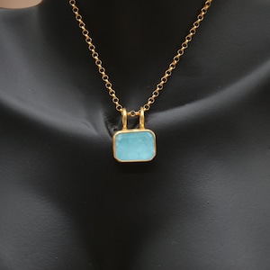 Aquamarine Sterling Silver Necklace Handmade Minimalist Pendant, March Birthstone Jewelry, Dainty Blue Necklace, Gift For Her, Birthday Gift