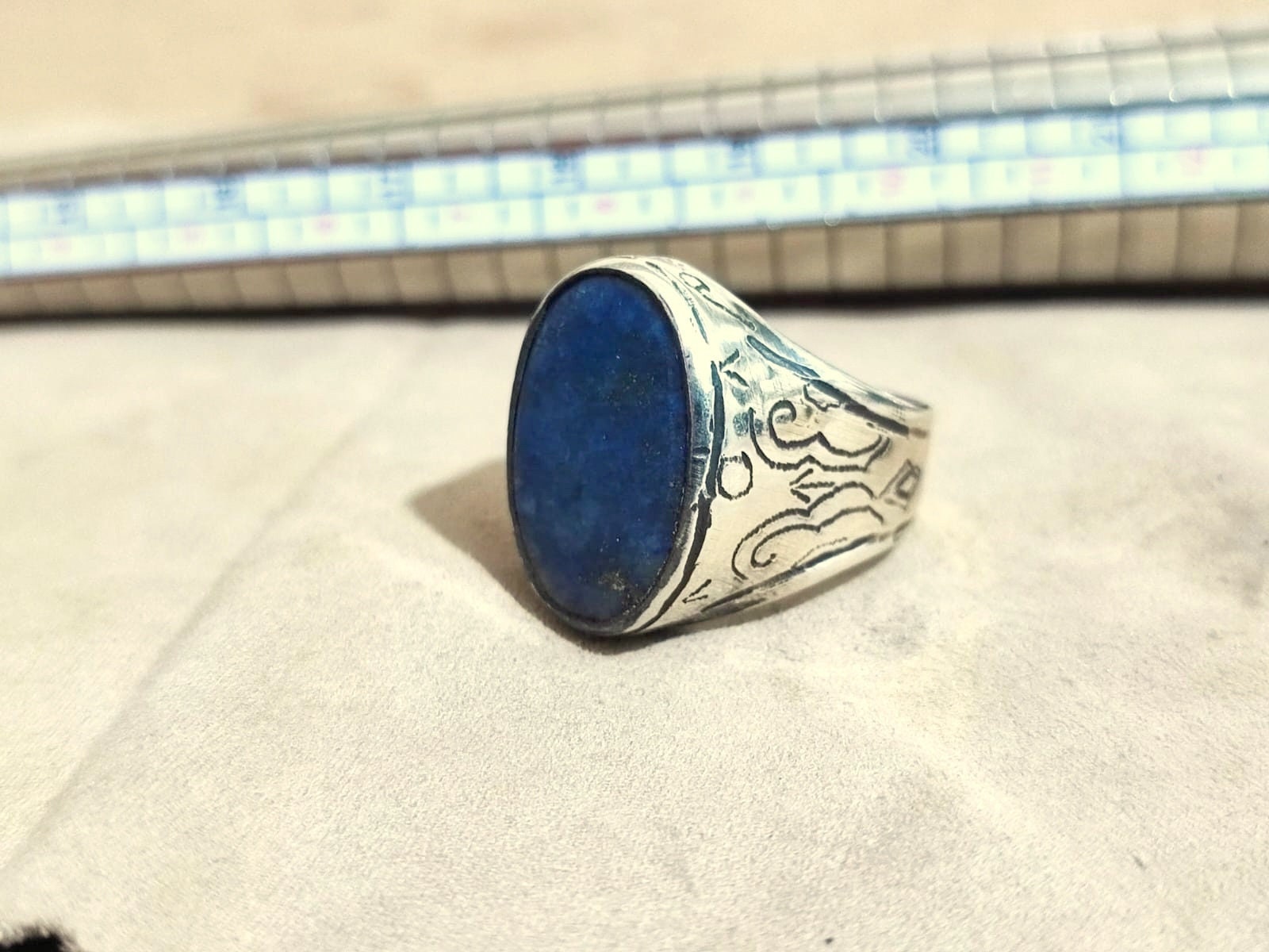 Lapis Lazuli Men Silver Ring Solid Solitaire | 925K Sterling Silver | Handmade Lapis Lazuli Ring Gold Over |