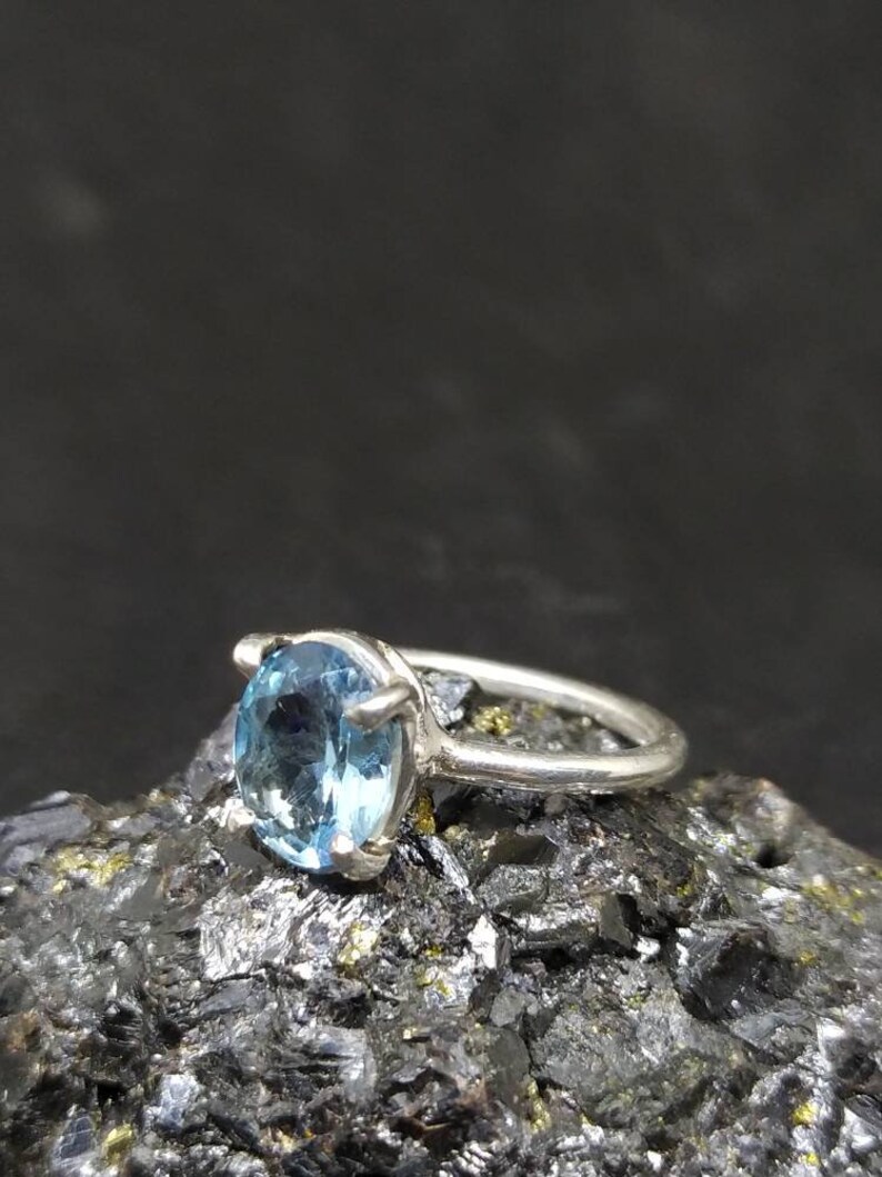 Blue Topaz Ring Stacking Solitary Ring Engagement Ring - Etsy