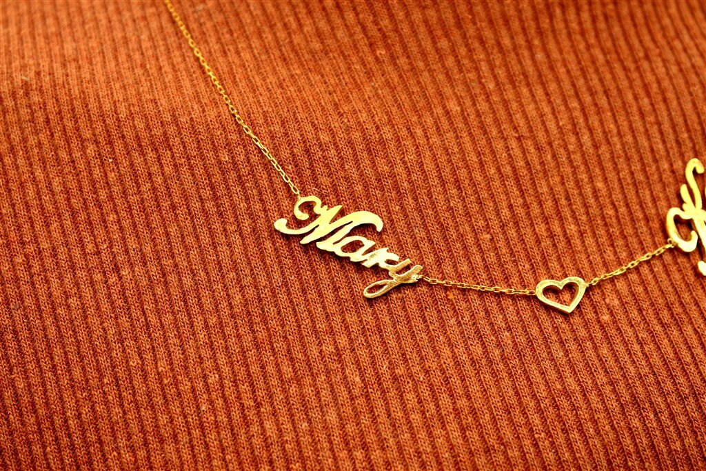 Custom 2 Name Necklace Spaced Letter Necklace Custom Etsy