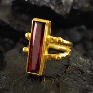Ruby Ring | July Birthstone | Stacking Ruby Ring | Handmade Ruby Crystal Ring | 24K Gold Vermeil | 925K Sterling Silver | By Artsmyrna