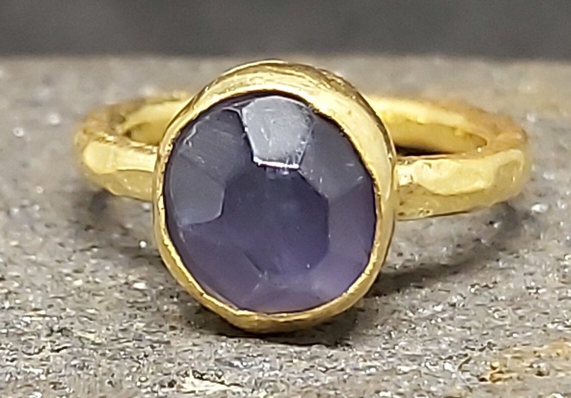 Blue Stone Silver Ring Solid Silver 925K Sterling Silver Etsy