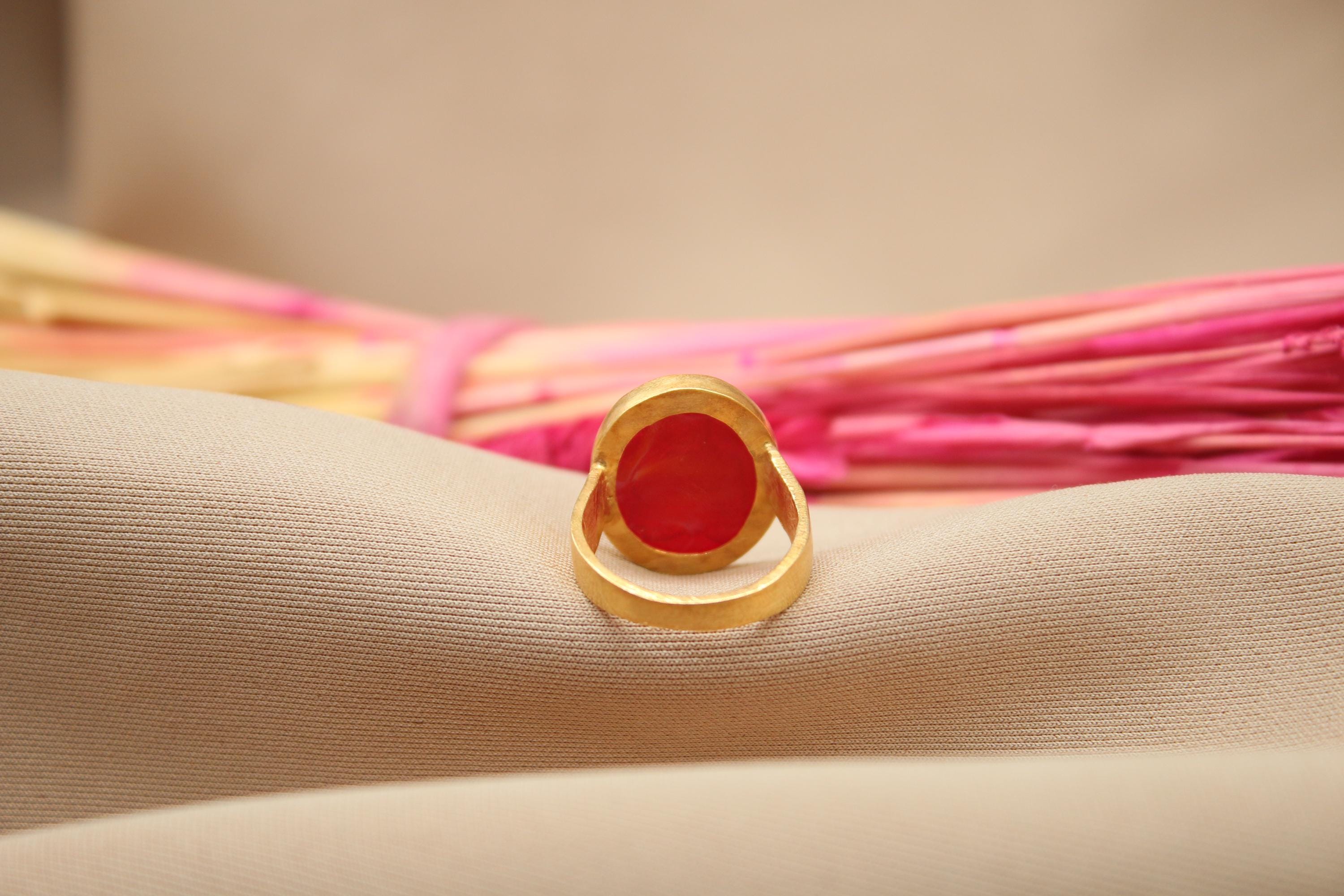 Red String Intaglio Virgin Mary Intaglio Red Glass 925 Solid Sterling Silver Ring, Handmade ...
