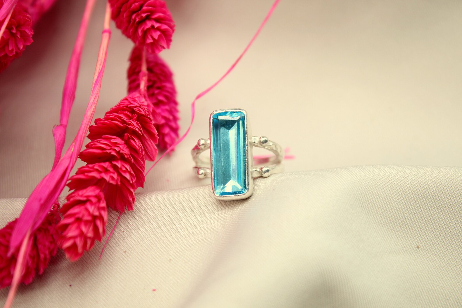 Blue Topaz Ring Stacking Dainty Ring Engagement Ring - Etsy