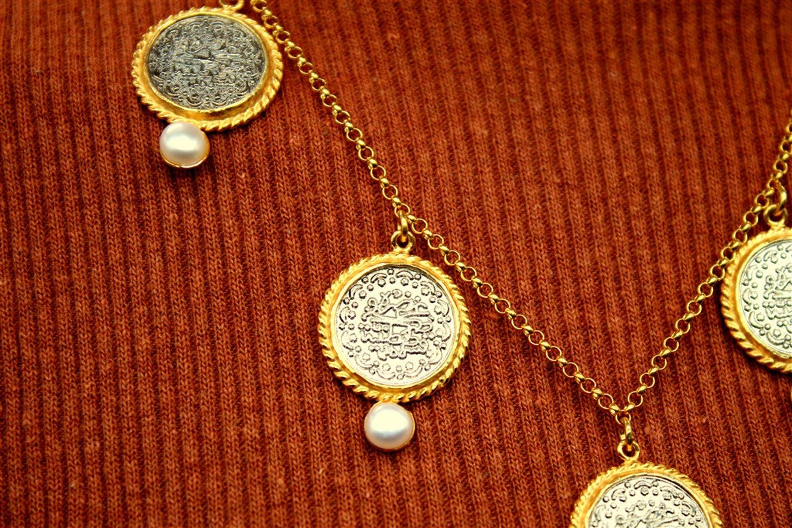 Ottoman Coins Silver Necklace Sterling Silver Jewelry 24k Etsy