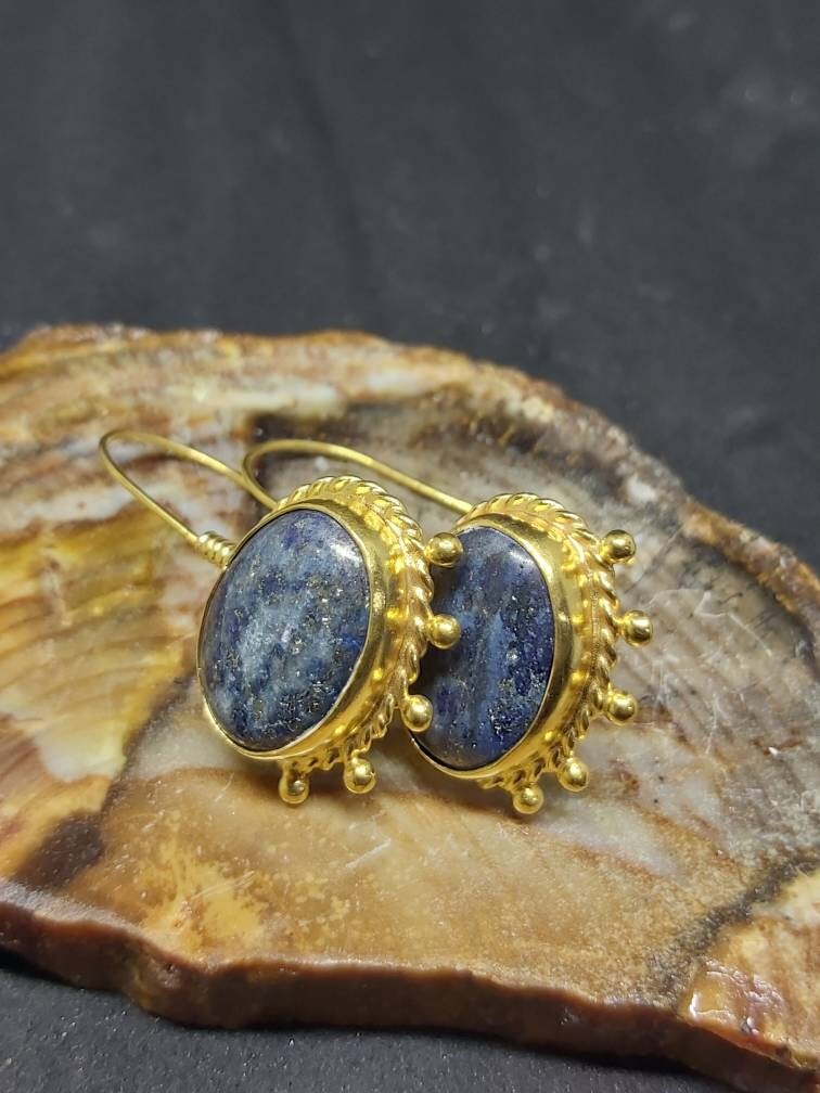 •LINKED• lapis lazuli + silver earrings