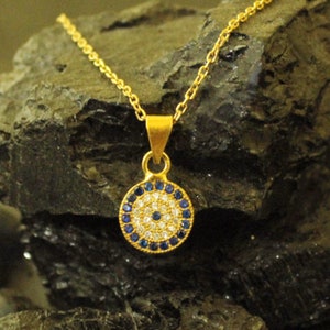 Evil Eye Necklace | Sterling Silver Evil Eye Necklace | Evil Eye Charm Pendant | Blue Evil Eye | Protection Necklace | Bohemian Jewelry