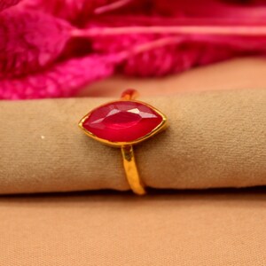 Bague rubis en argent massif | Argent sterling 925 carats | Plus d'or 24 carats | Bague pierre rouge | Bague authentique | Bague minimaliste | Bague bijoux en argent rubis image 10