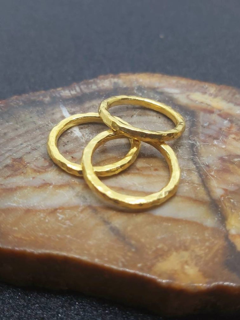 Three Pieces Band Rings Wedding Ring Stacking Ring 24K - Etsy