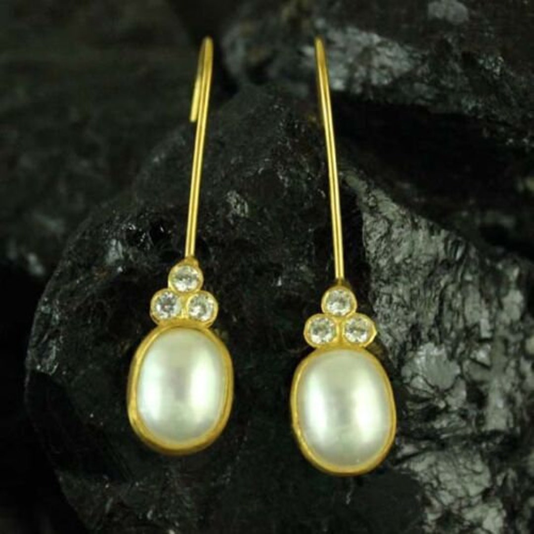 Pearl Silver Earrings Silver Sterling Dangle Earrings Pearl Earrings ...