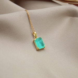 Handmade Lab Paraiba Tourmaline Sterling Silver Necklace 18 Inch Pendant, Gemstone Jewelry, Elegant Gift For Her, Mother’s Day Present
