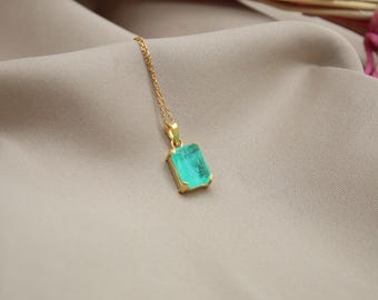 Handmade Lab Paraiba Tourmaline Sterling Silver Necklace 18 Inch Pendant, Gemstone Jewelry, Elegant Gift For Her, Mother’s Day Present