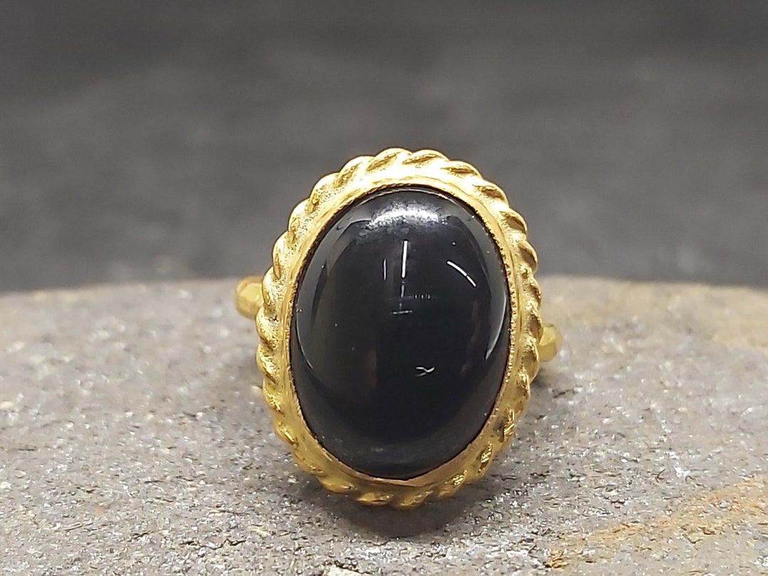 Black Onyx Ring 925 Sterling Silver Ring Black Gemstone - Etsy