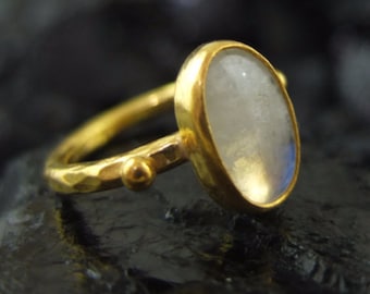 Beautiful Moonstone Ring | Stone Ring | Silver Ring | Rainbow Ring | 925 Sterling Silver Ring | Moonstone | Moonstone Silver Ring| Gold over