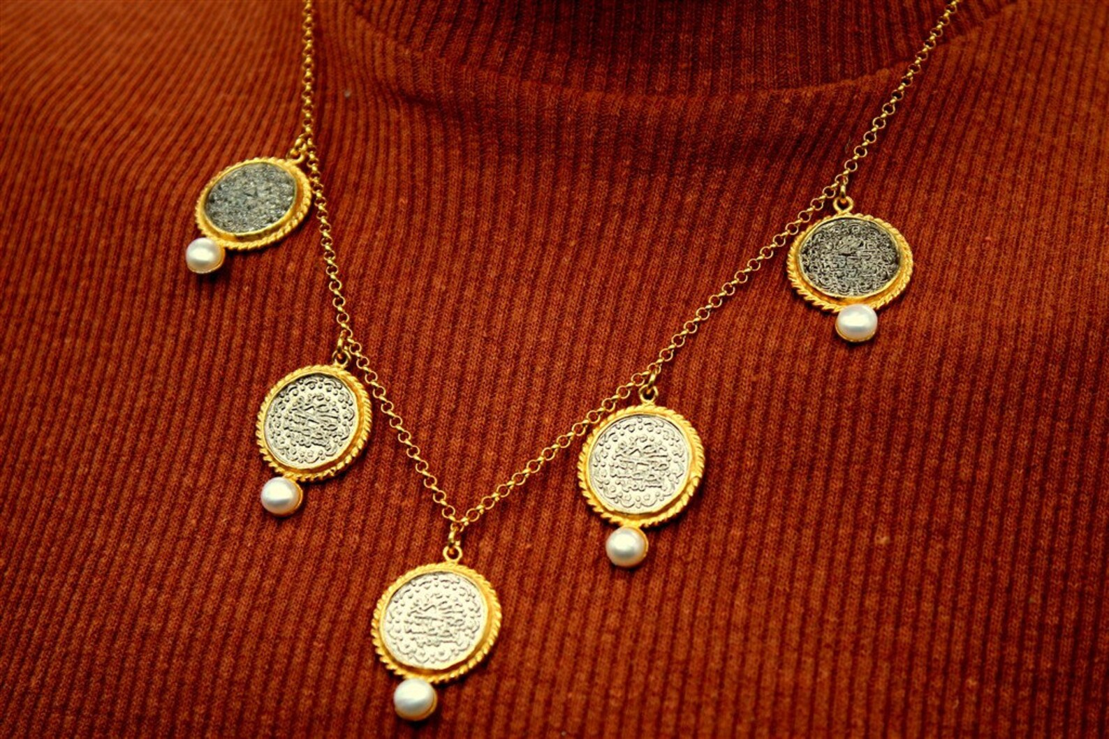 Ottoman Coins Silver Necklace Sterling Silver Jewelry 24k Etsy