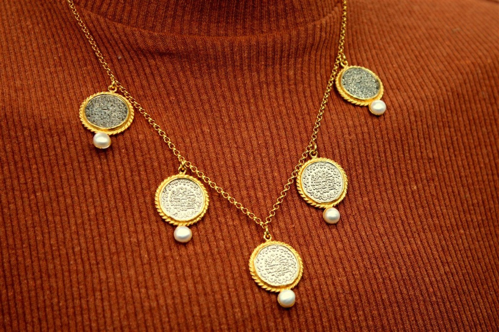 Ottoman Coins Silver Necklace Sterling Silver Jewelry 24k Etsy