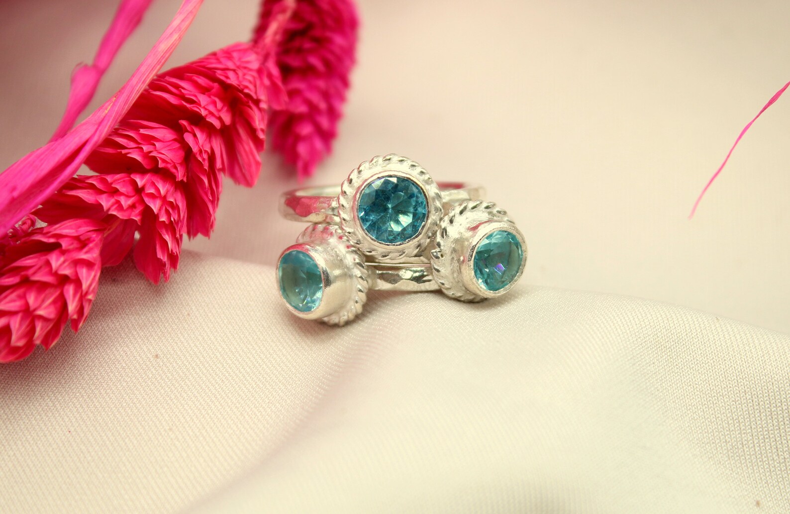 Blue Topaz Ring Stacking Dainty Ring Engagement Ring 24k - Etsy