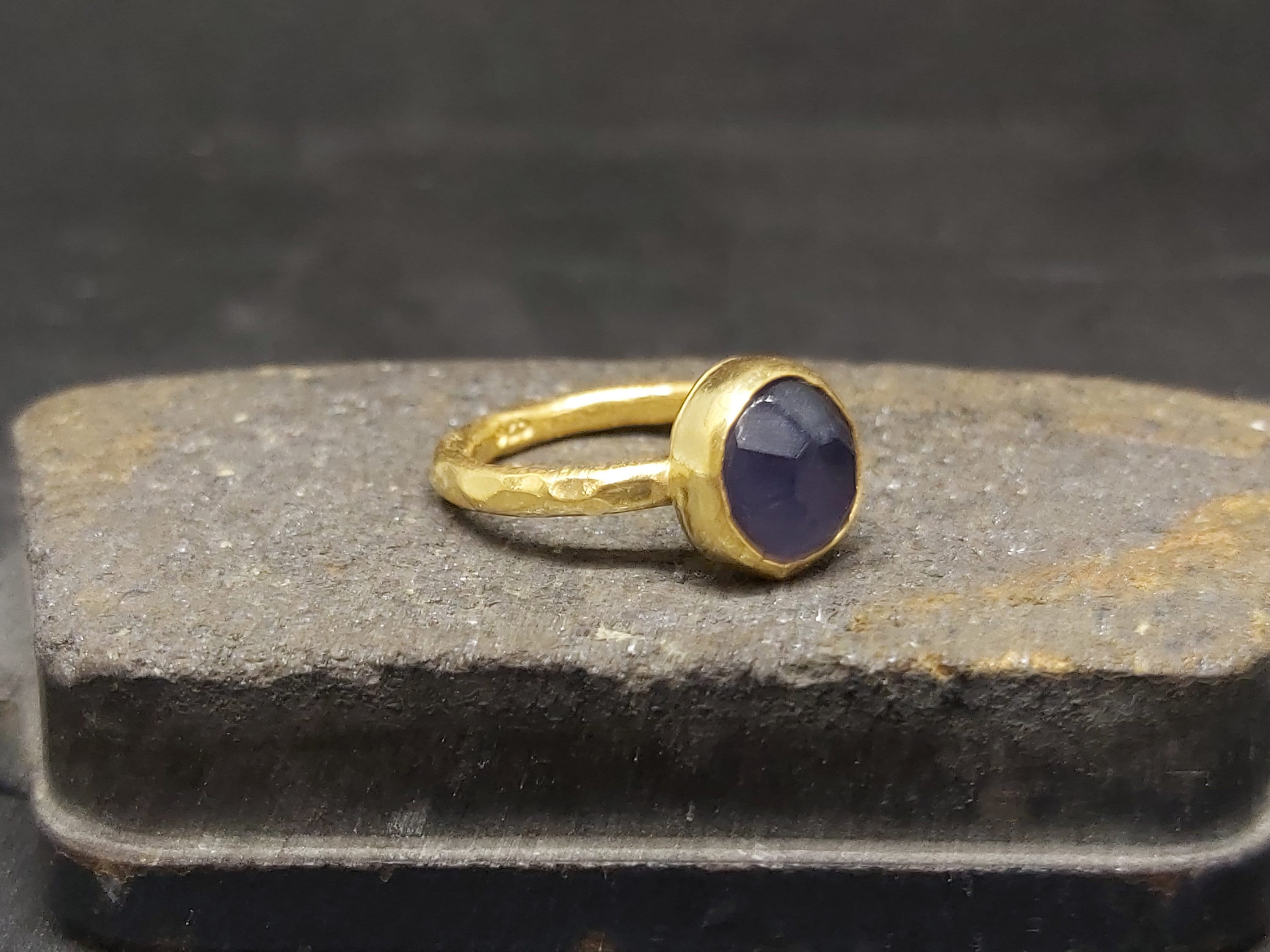 Blue Stone Silver Ring Solid Silver 925K Sterling Silver Etsy