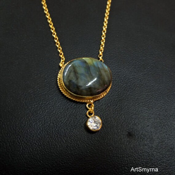 ★HARANG★ HR 54N_Labradorite Necklace LONG ODYSSEY DIAMOND & LABRADORITE NECKLACE, 14kt Gold – JEN