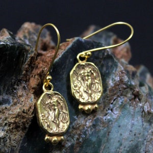 凹版古代ギリシャローマコインイヤリングシルバーゴールドコインオーバー