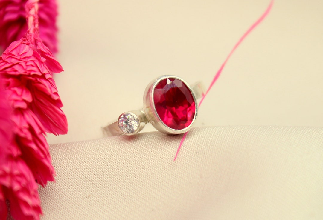 Ruby Ring Solid Silver | 925K Sterling Silver | 24K Gold Over | Red ...