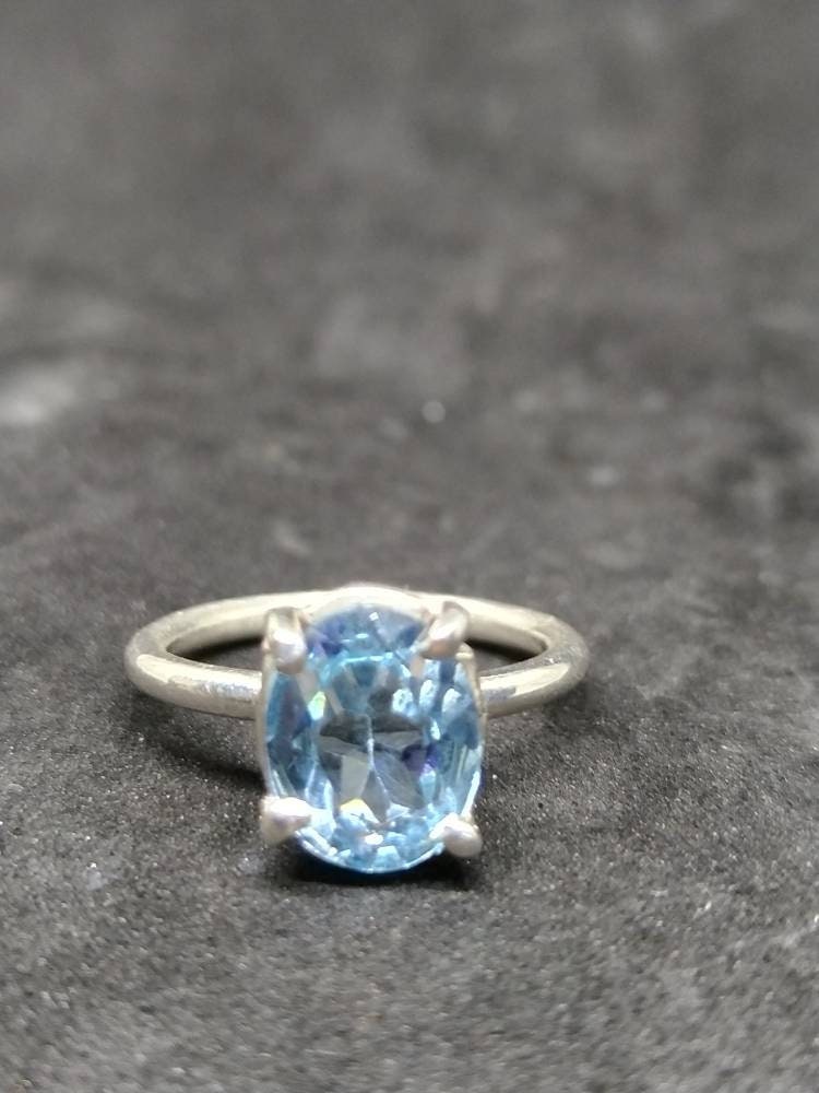 Blue Topaz Ring Stacking Solitary Ring Engagement Ring - Etsy