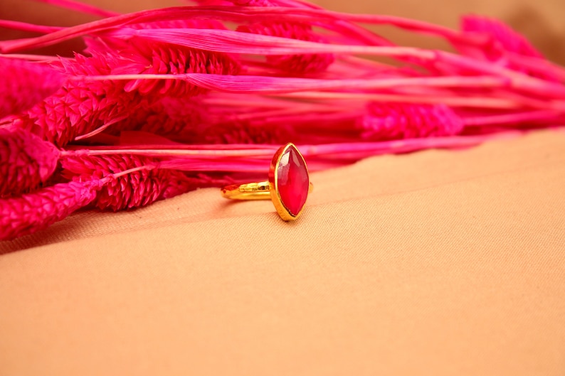 Bague rubis en argent massif | Argent sterling 925 carats | Plus d'or 24 carats | Bague pierre rouge | Bague authentique | Bague minimaliste | Bague bijoux en argent rubis image 4
