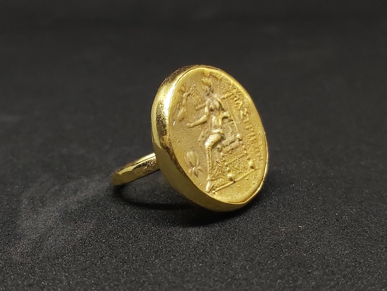 Roman Coin Sterling Silver Intaglio Ring 24k Gold Over Coin - Etsy