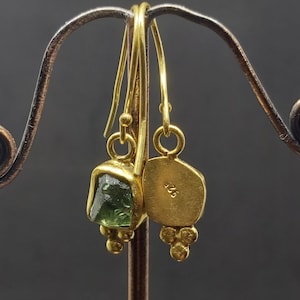 Green Apatite Earrings | 925K Sterling Silver | Handmade Ring Gold Over | Minimalist Earrings ...