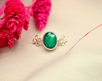 Emerald Ring Solid Silver | 925K Sterling Silver | Bridesmaid Gift | Elegant Ring | Natural Emerald Ring | Bridesmaid Gift | By Artsmyrna