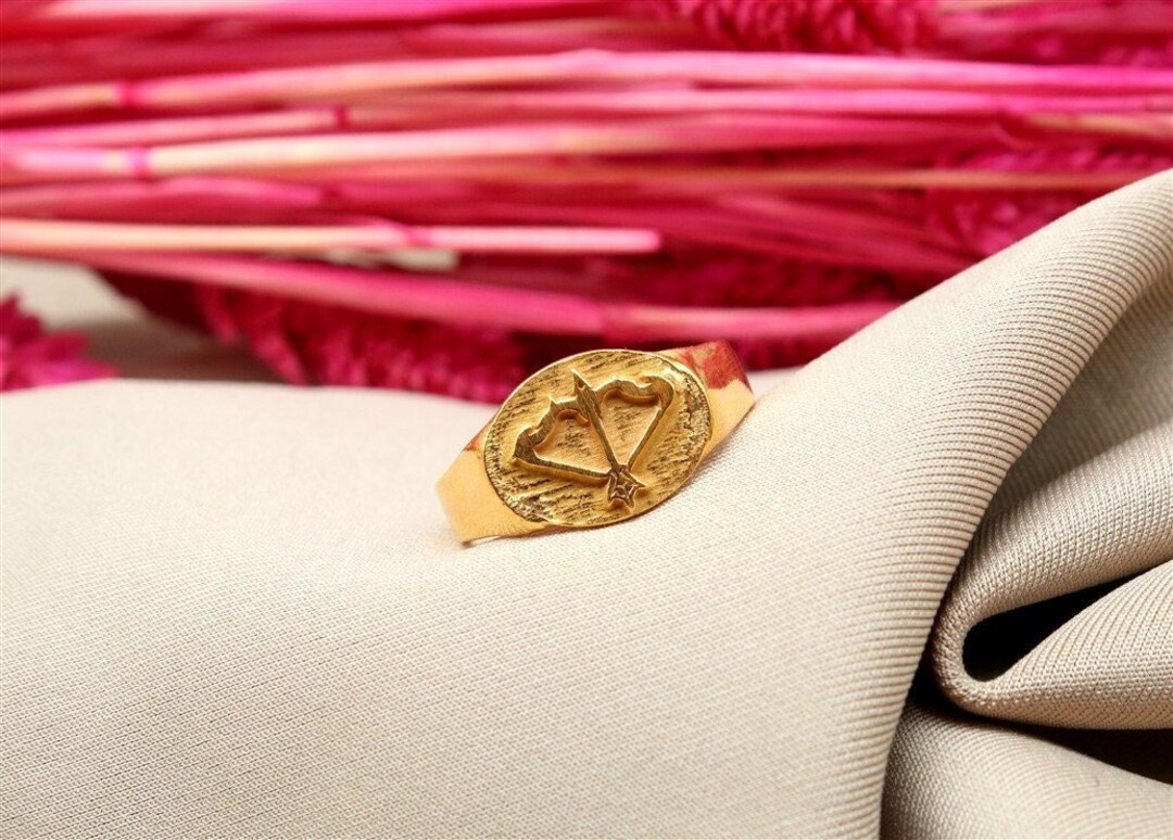 射手座シグネットスターリングシルバーリング | 占星術リング | ゴールドヴェルメイユリング | 彫刻リング | 星占いリング 友人へのギフト  メンズリング - Etsy 日本