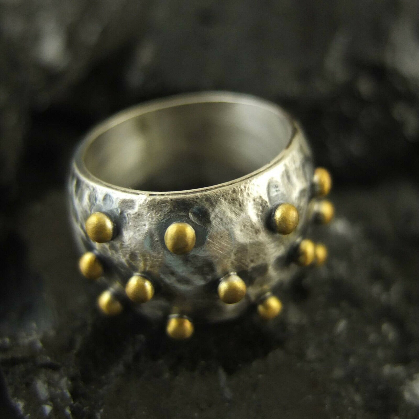 Roman Art Handmade Huge Hammered Ring 24K Gold Over 925K - Etsy