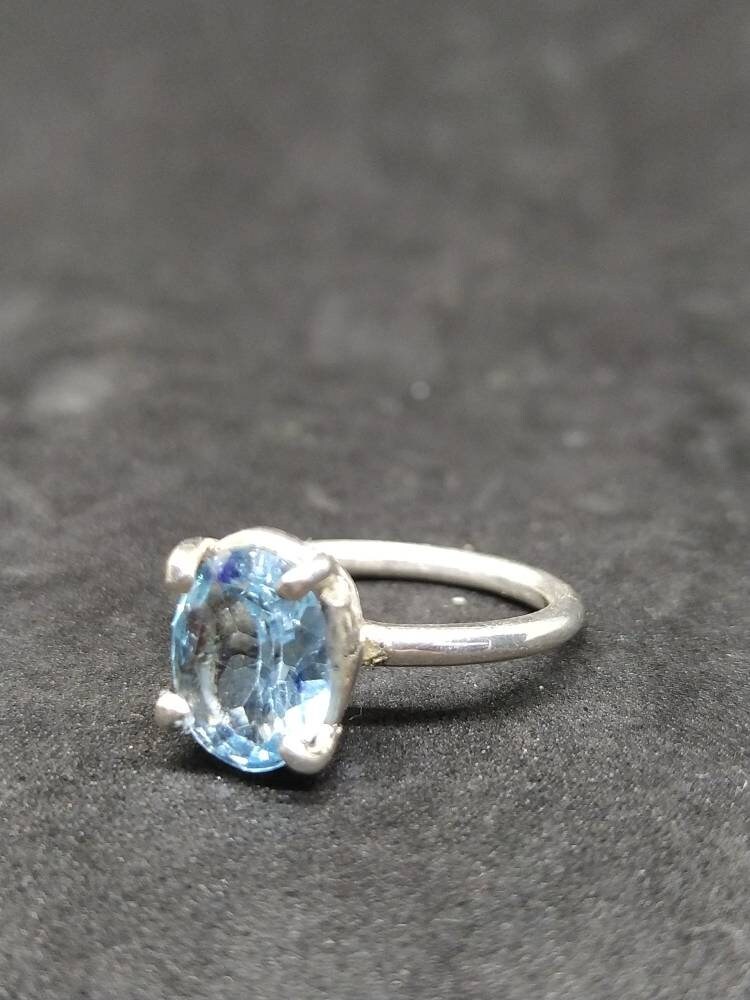Blue Topaz Ring Stacking Solitary Ring Engagement Ring - Etsy
