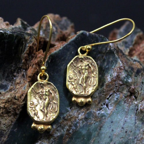 Intaglio Ancient Greek Roman Coin Earrings Silver Gold Coin - Etsy