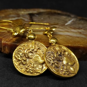 Intaglio Roman Coin Silver Earrings | 925K Sterling Silver |  Dangle Earrings | Ancient Roman Coin | Minimalist Earrings | By Artsmyrna