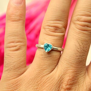 Blue Topaz Stacking Ring Dainty Ring Engagement Ring December ...