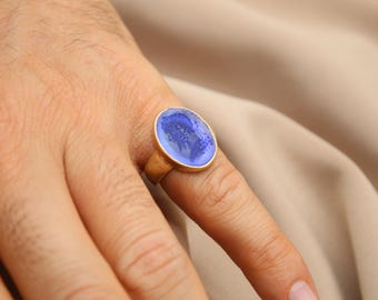 Zeus Intaglio Silver Ring, Handmade Gold Plated Jewelry, Unique Mother's Day Gift, Unisex Statement Ring, Gift for Her or Him