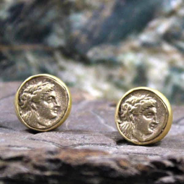 Young Caesar Intaglio Roman Coin Earrings Silver | 925K Sterling Silver | Ancient Greek Warrior | Earrings | Women For Gift | By Artsmyrna