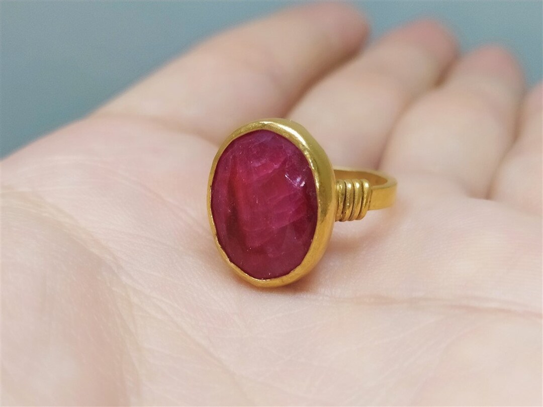 Natural Ruby Ring Solid Silver | 925K Sterling Silver | Hammered Ring ...