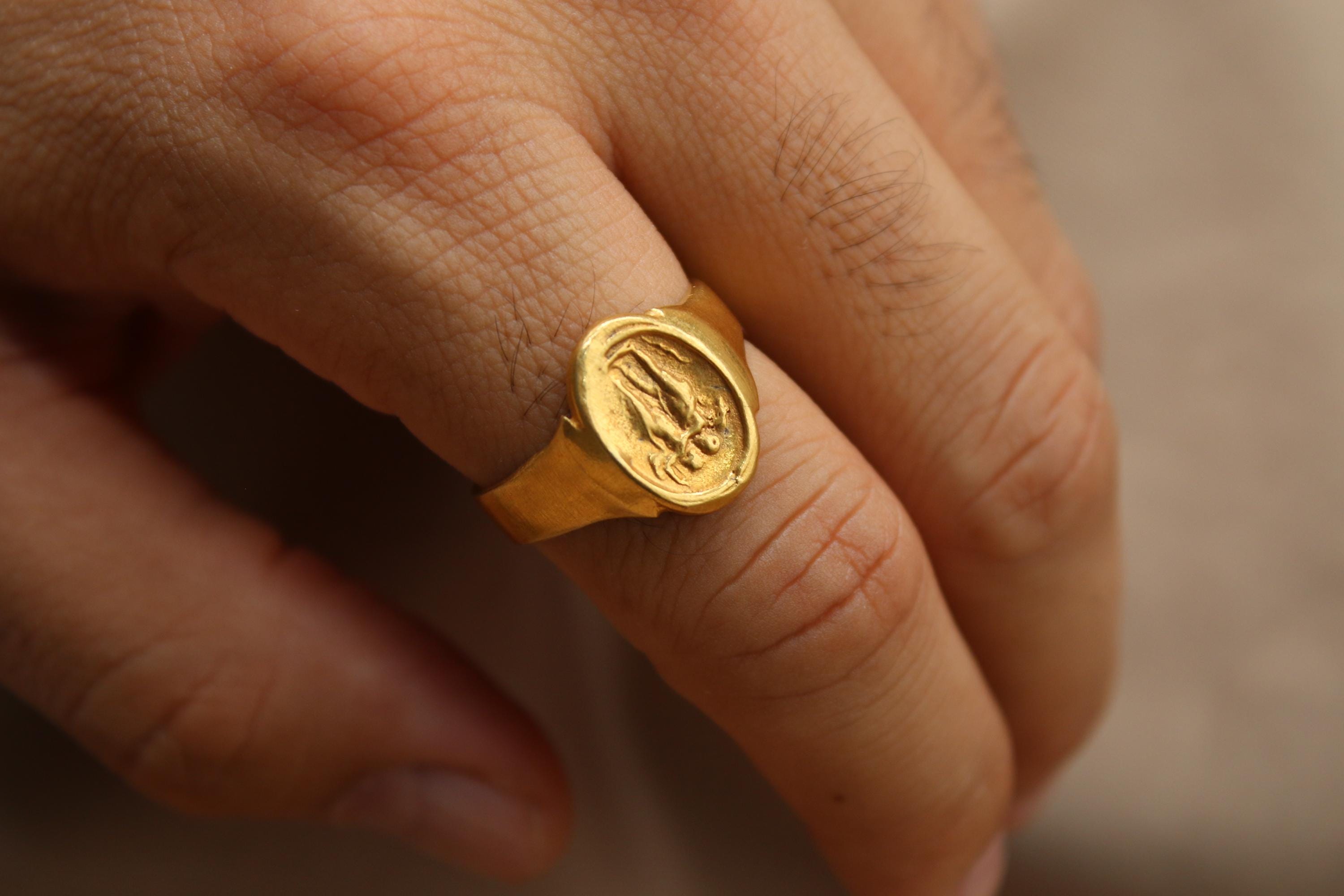 Eros and Aphrodite Silver Signet Ring: A Handmade Pinky Ring for a Unique Christmas Gift