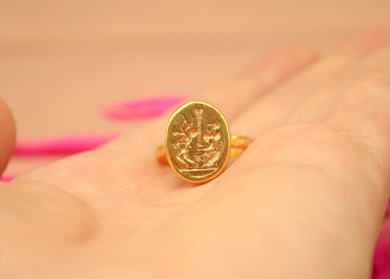 Roman Coin Intaglio Silver Ring | 24k Gold Over Coin Ring | Gold