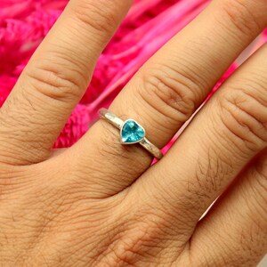 Blue Topaz Stacking Ring Dainty Ring Engagement Ring December ...