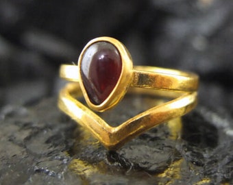Rhodolite Garnet Ring Solid Sterling | Handmade Silver Ring Gold Over | Purple Garnet Ring | Personalized Gift | Dainty Ring | By Artsmyrna