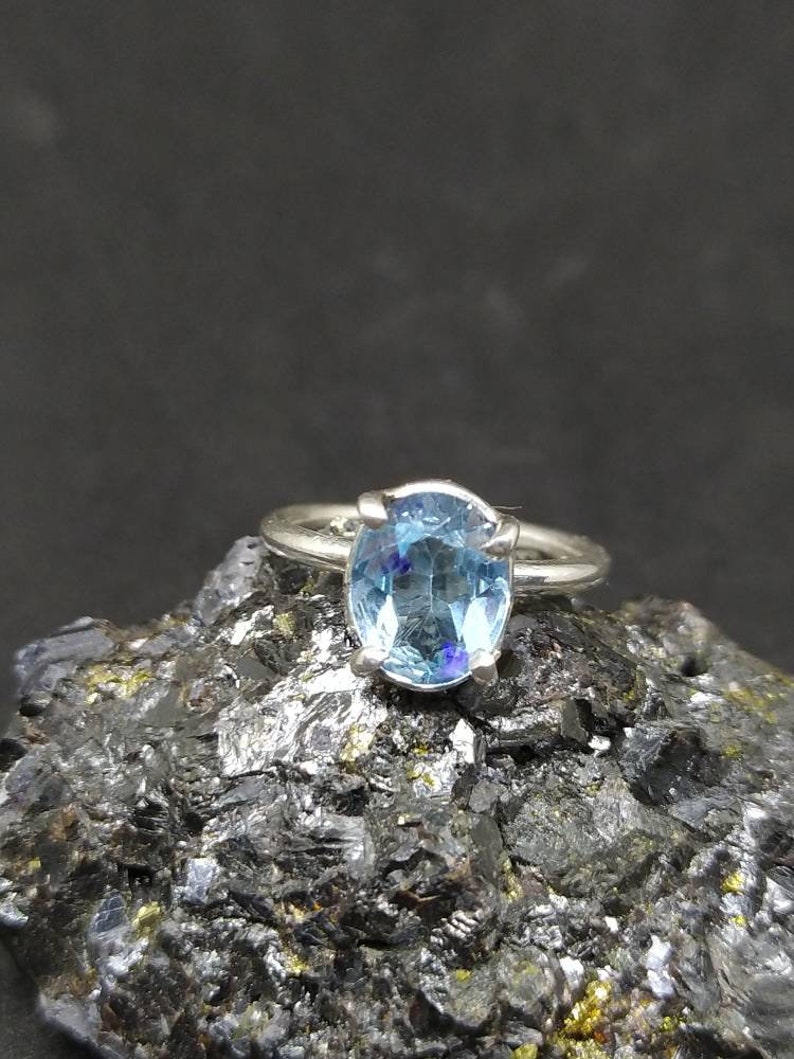 Blue Topaz Ring Stacking Solitary Ring Engagement Ring - Etsy